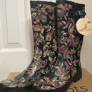 NIB Sakroots Rainboots Midnight Treehouse